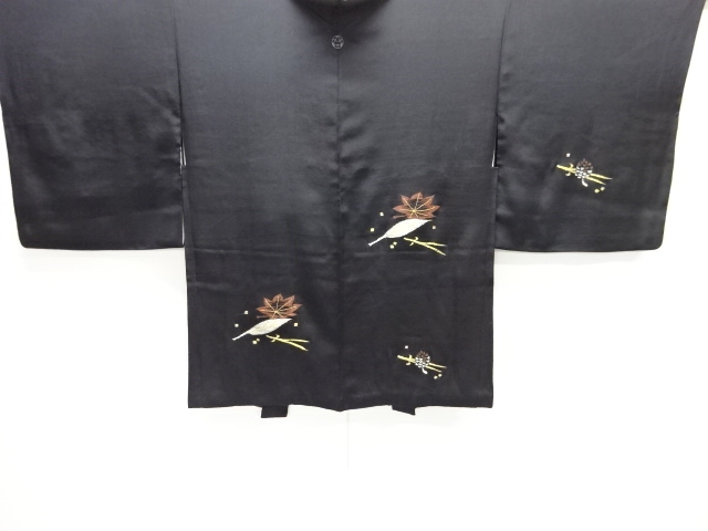 大正ロマン　吹き寄せ模様織り出し漆一つ紋絵羽織